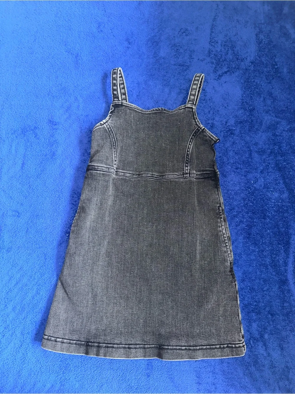 Abercrombie & Fitch Girls Denim Tank Top Dress Black Acid Wash Size 7/8 Pinafore